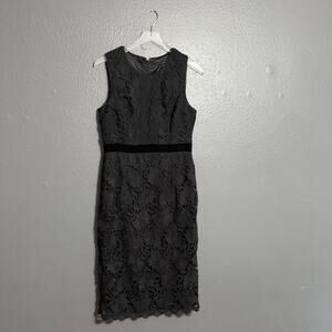 White House Black Market Black Lace Sleeveless Sheath Dress Size 8